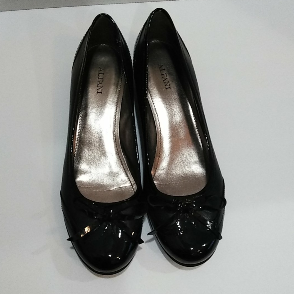 Alfani 9 black patent leather flats shoes